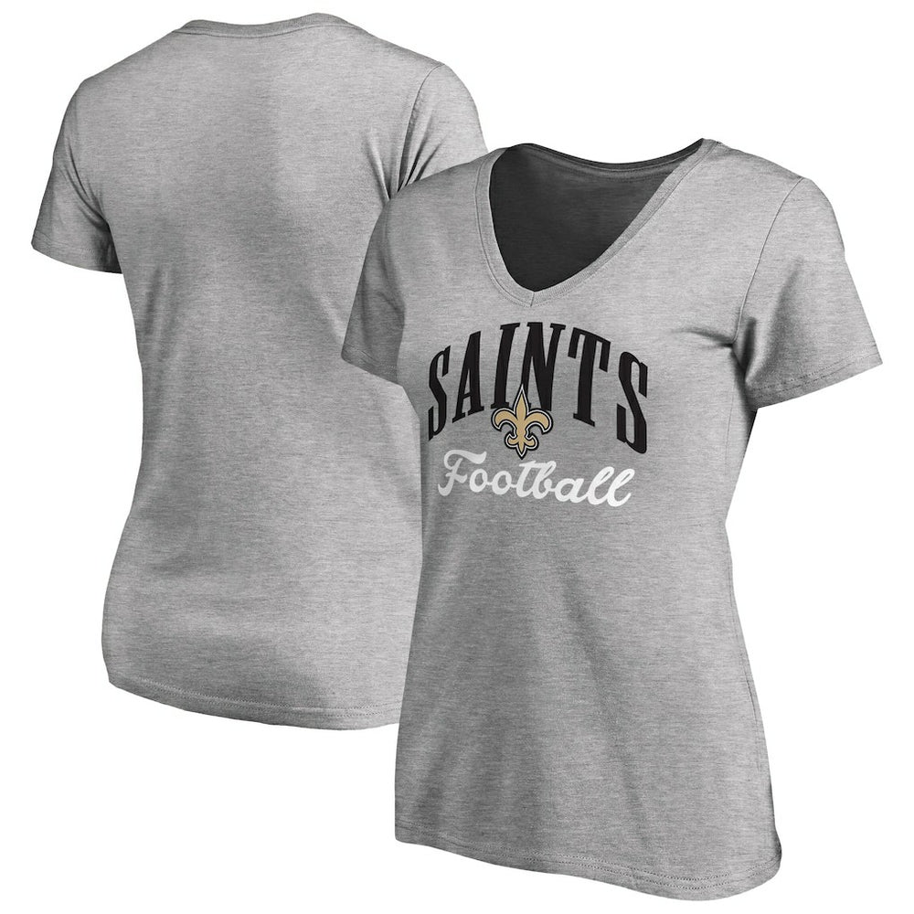 New Orleans Saints Women's Victory Script V-Neck T-Shirt - Heather Gray discount