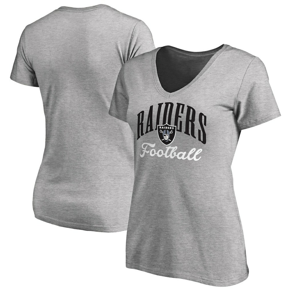 Las Vegas Raiders Women's Victory Script V-Neck T-Shirt - Heather Gray on sale