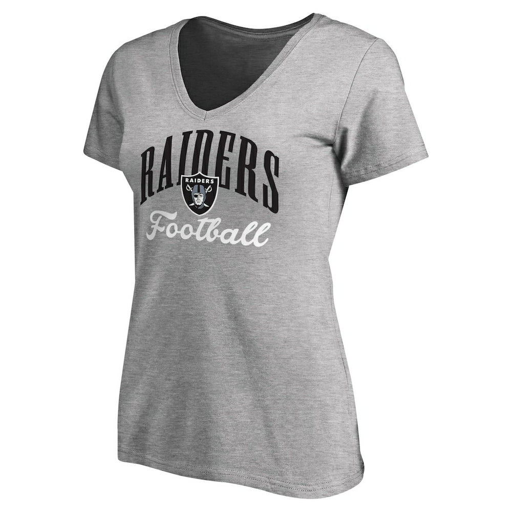 Las Vegas Raiders Women's Victory Script V-Neck T-Shirt - Heather Gray on sale