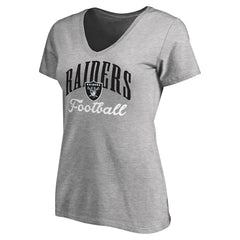 Las Vegas Raiders Women's Victory Script V-Neck T-Shirt - Heather Gray on sale