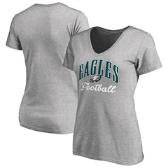 Philadelphia Eagles Women's Victory Script V-Neck T-Shirt - Heathered Gray cheap