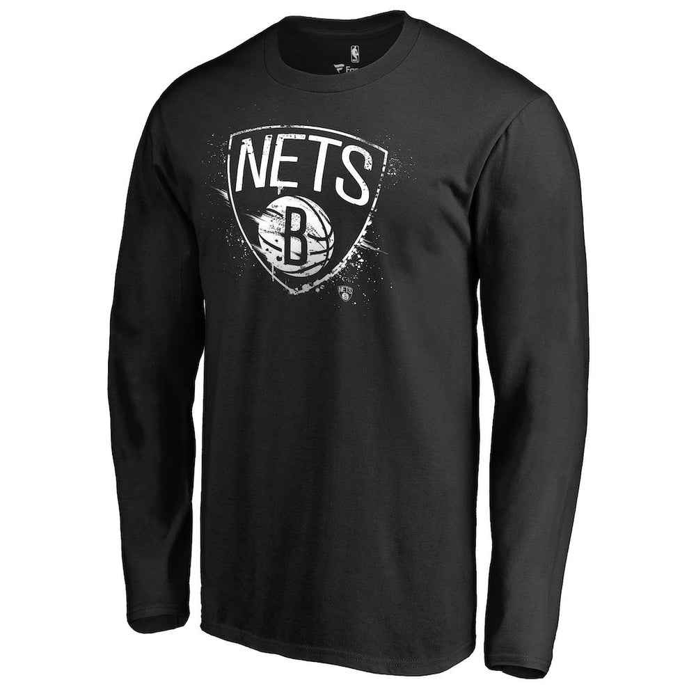 Brooklyn Nets Splatter Logo Long Sleeve T-Shirt - Black shop