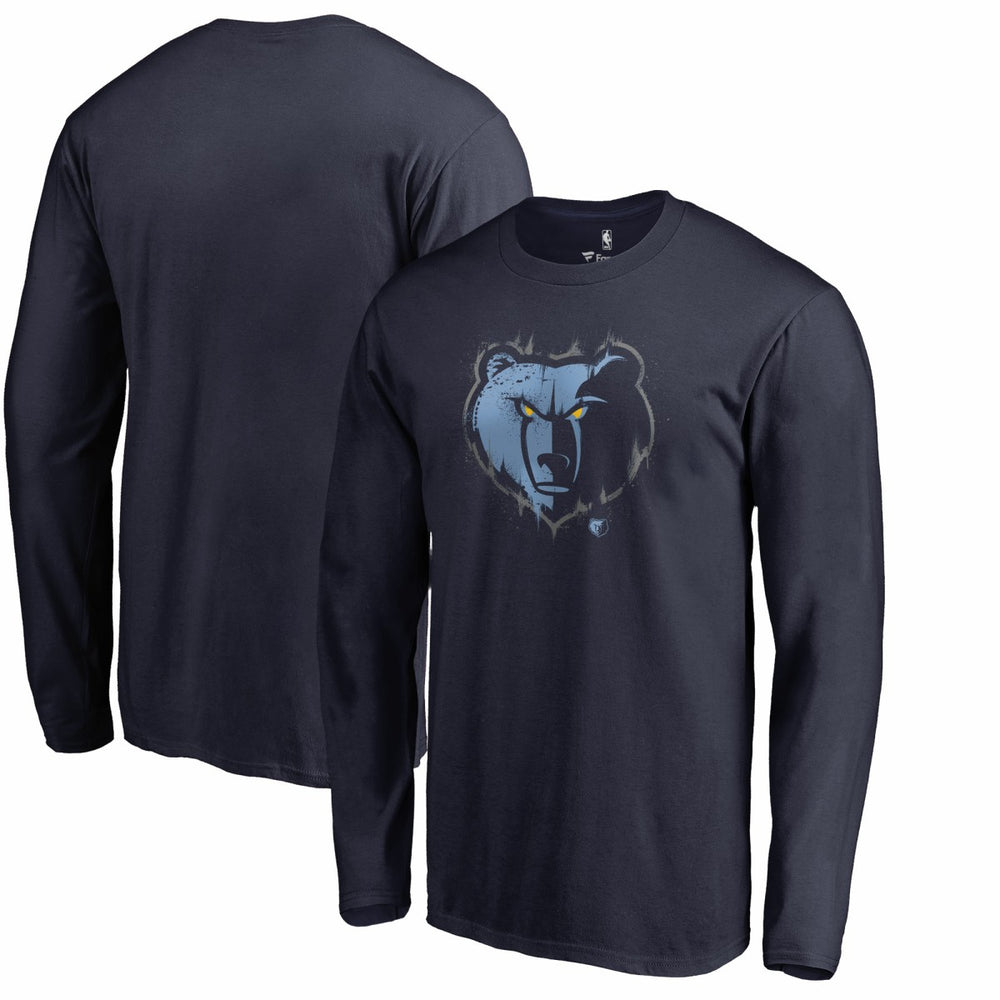 Memphis Grizzlies Splatter Logo Long Sleeve T-Shirt - Navy on sale