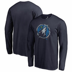 Minnesota Timberwolves Splatter Logo Long Sleeve T-Shirt - Navy sale