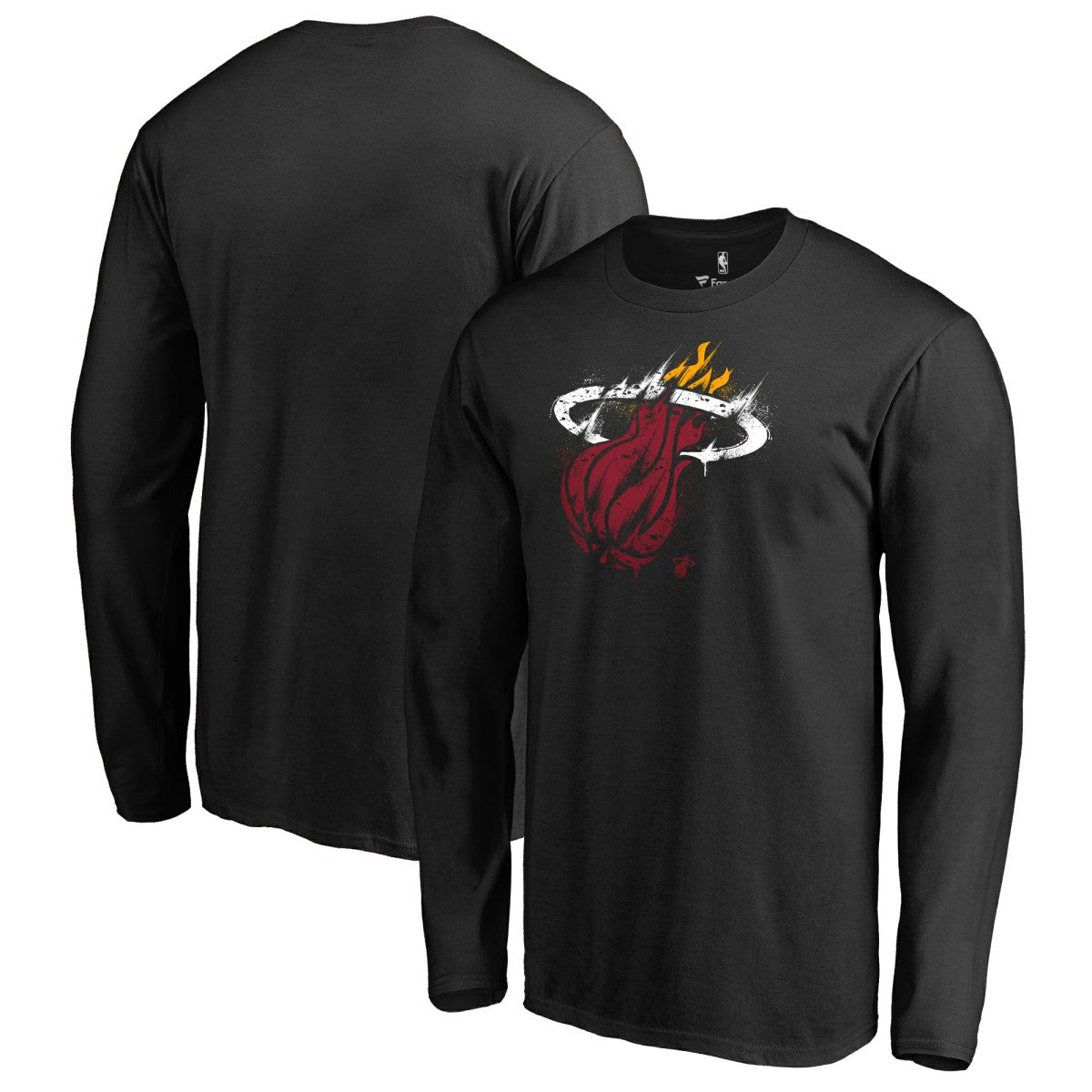 Miami Heat Splatter Logo Long Sleeve T-Shirt - Black outlet