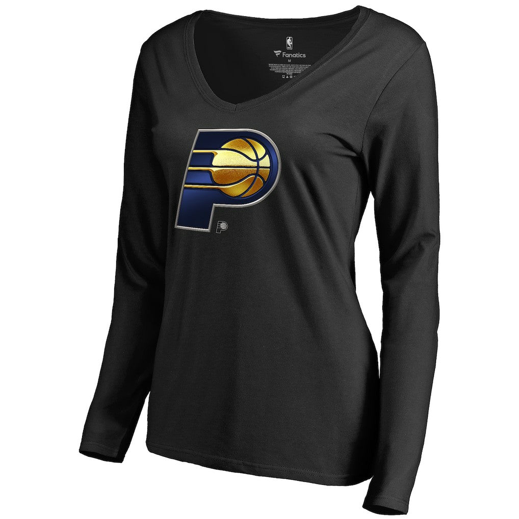 Indiana Pacers Women's Midnight Mascot Long Sleeve V-Neck T-Shirt - Black shop