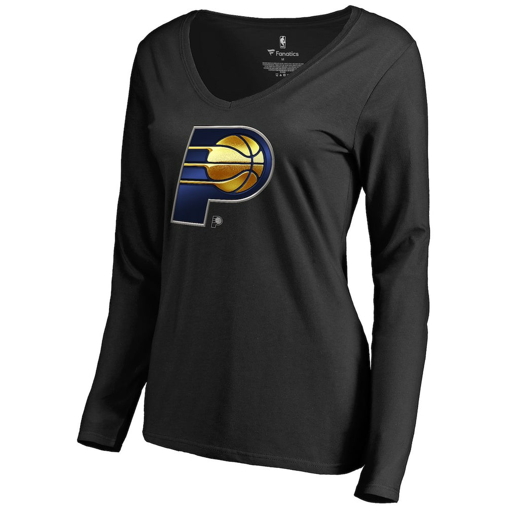 Indiana Pacers Women's Midnight Mascot Long Sleeve V-Neck T-Shirt - Black shop