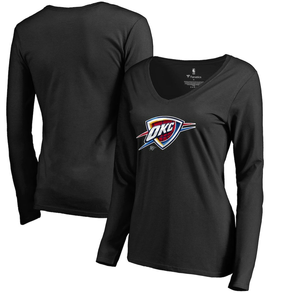 Oklahoma City Thunder Women's Midnight Mascot Long Sleeve V-Neck T-Shirt - Black sale