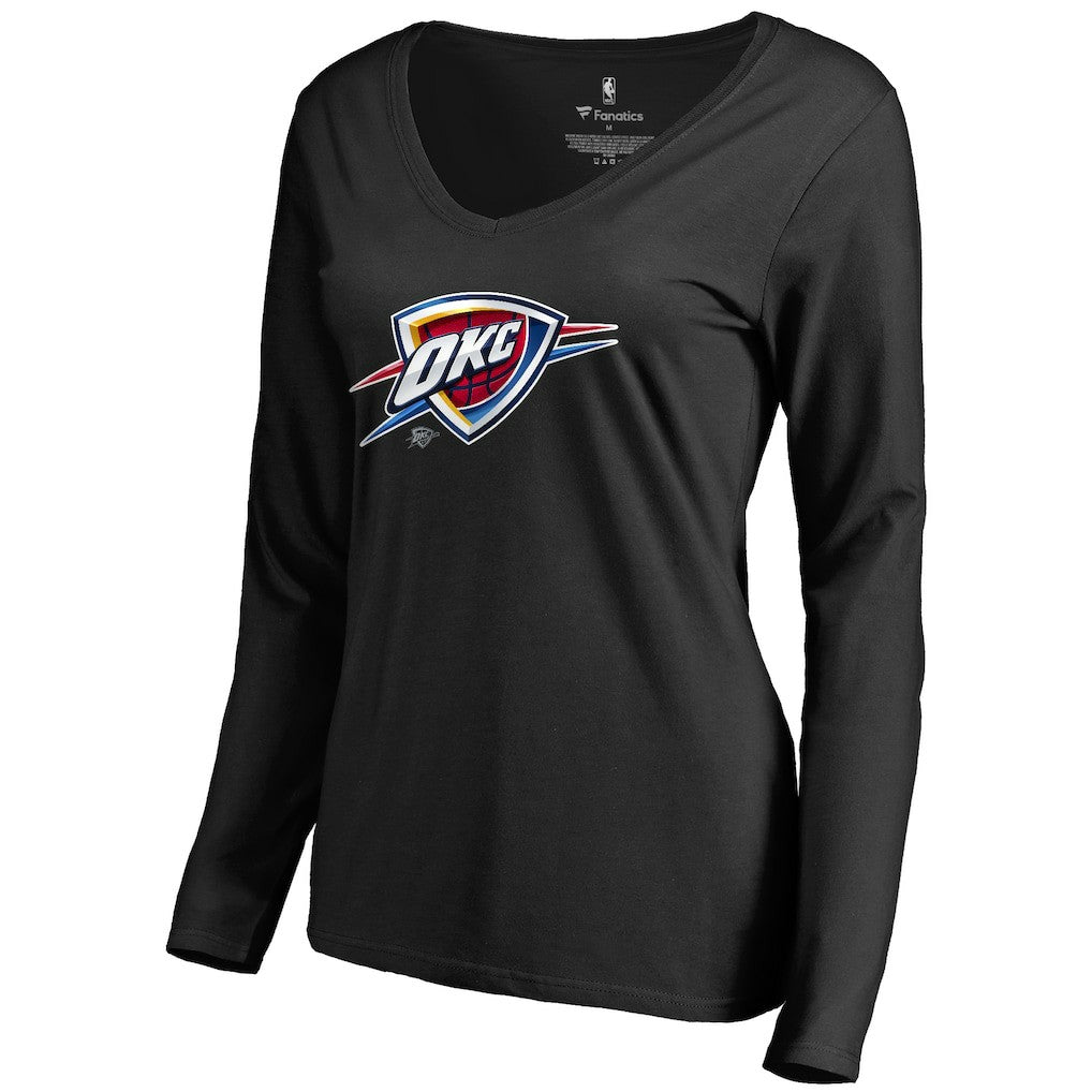 Oklahoma City Thunder Women's Midnight Mascot Long Sleeve V-Neck T-Shirt - Black sale