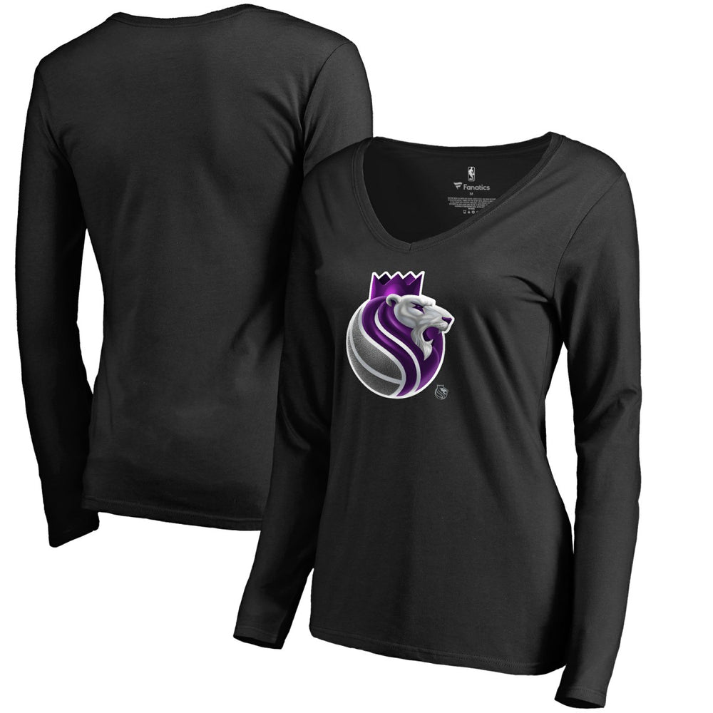 Sacramento Kings Women's Midnight Mascot Long Sleeve V-Neck T-Shirt - Black shop
