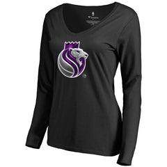 Sacramento Kings Women's Midnight Mascot Long Sleeve V-Neck T-Shirt - Black shop