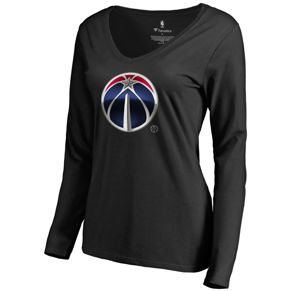 Washington Wizards Women's Midnight Mascot Long Sleeve V-Neck T-Shirt - Black for sale
