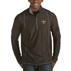 New Orleans Saints Antigua Tempo Half-Zip Pullover Jacket - Heather Black cheap