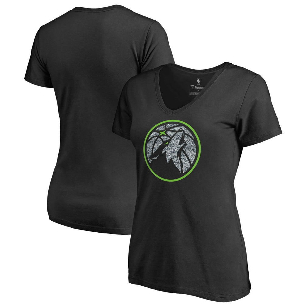Minnesota Timberwolves Women's Static Logo V-Neck T-Shirt - Black on sale