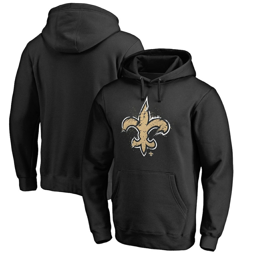 New Orleans Saints Splatter Logo Pullover Hoodie - Black cheap