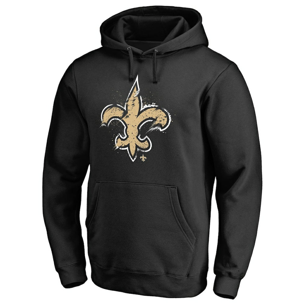 New Orleans Saints Splatter Logo Pullover Hoodie - Black cheap