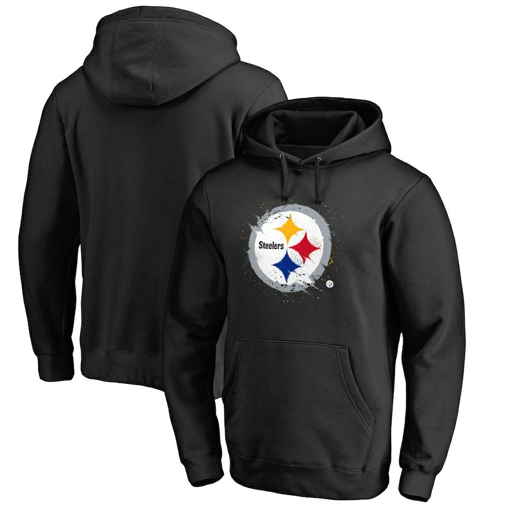 Pittsburgh Steelers Splatter Logo Pullover Hoodie - Black cheap