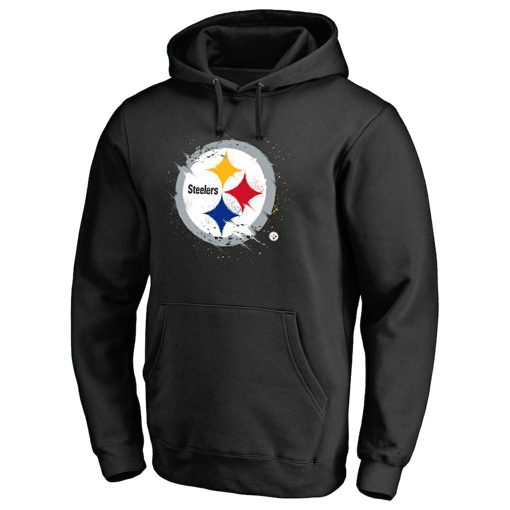 Pittsburgh Steelers Splatter Logo Pullover Hoodie - Black cheap