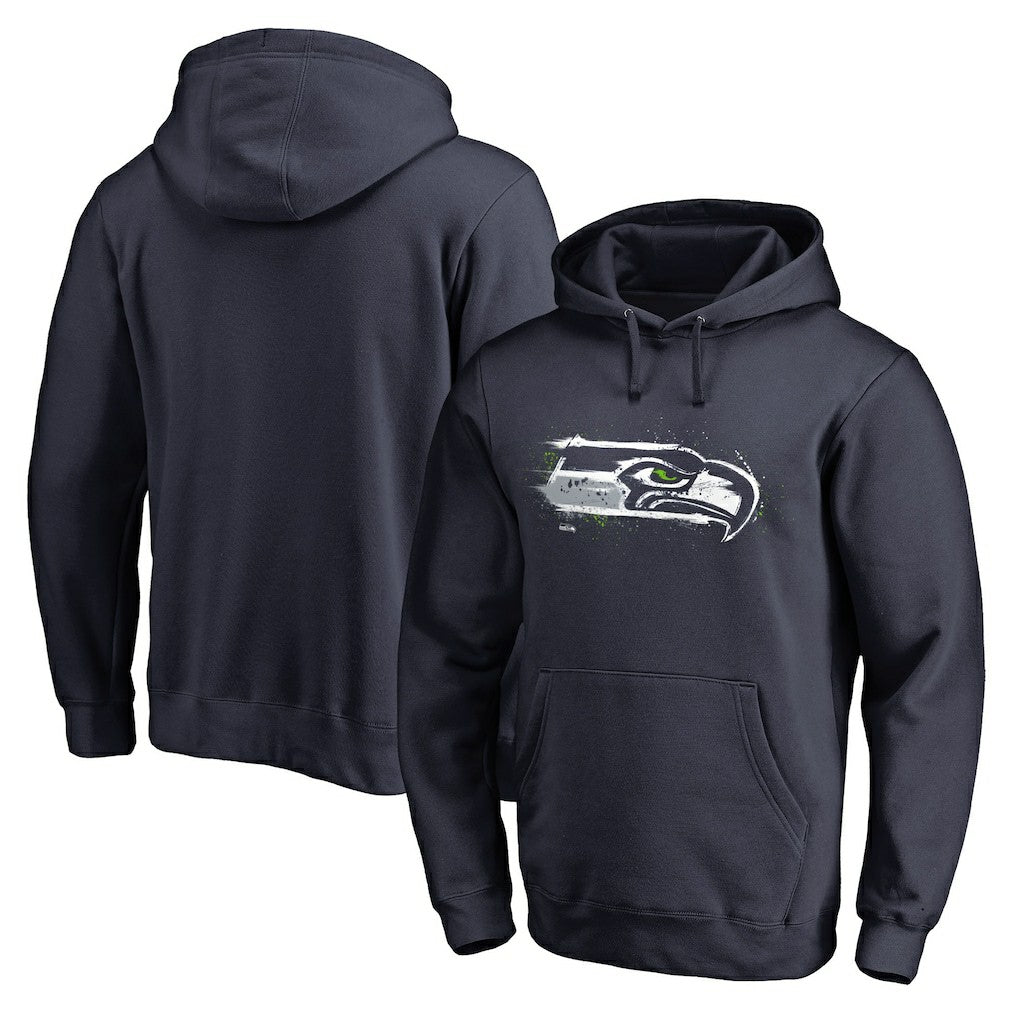 Seattle Seahawks Splatter Logo Pullover Hoodie - College Navy cheap
