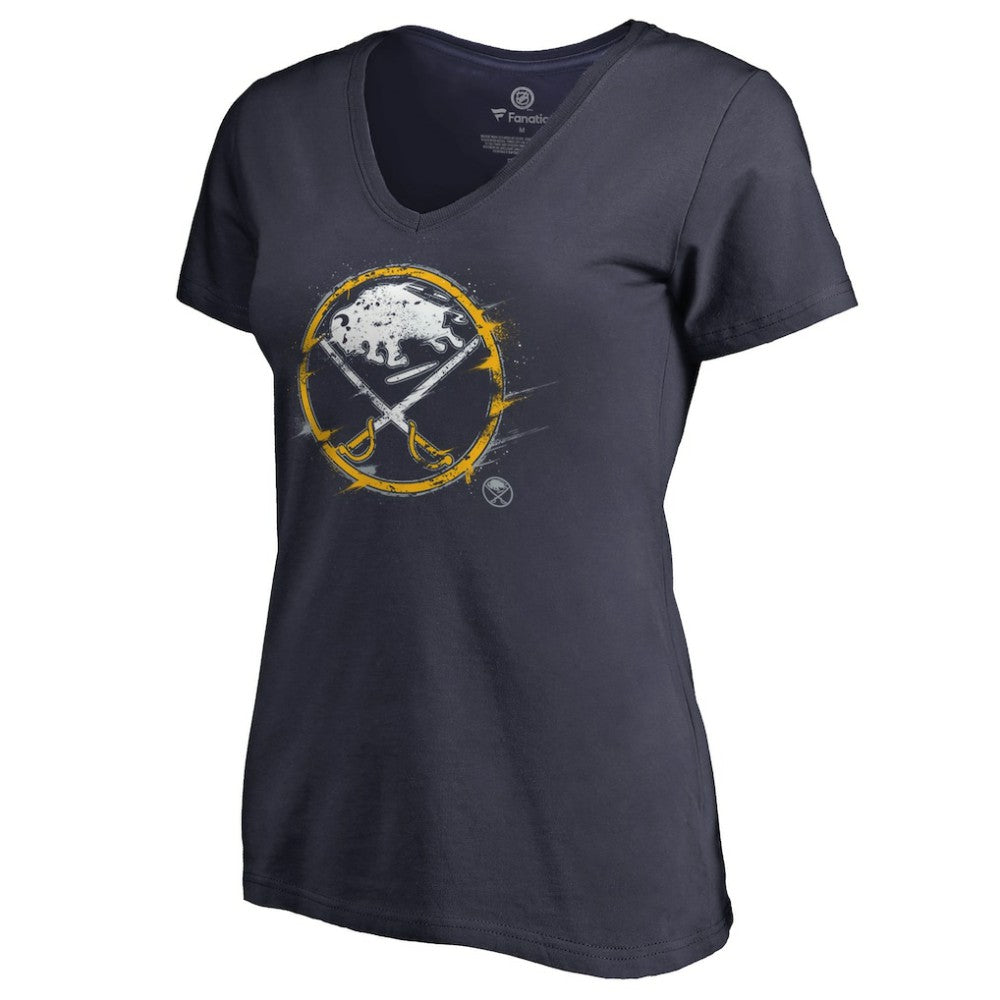 Buffalo Sabres Women's Splatter Logo V-Neck T-Shirt Navy