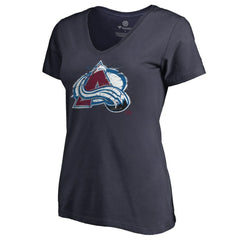Colorado Avalanche Women's Splatter Logo V-Neck T-Shirt Navy