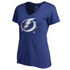 Tampa Bay Lightning Women's Splatter Logo V-Neck T-Shirt Blue