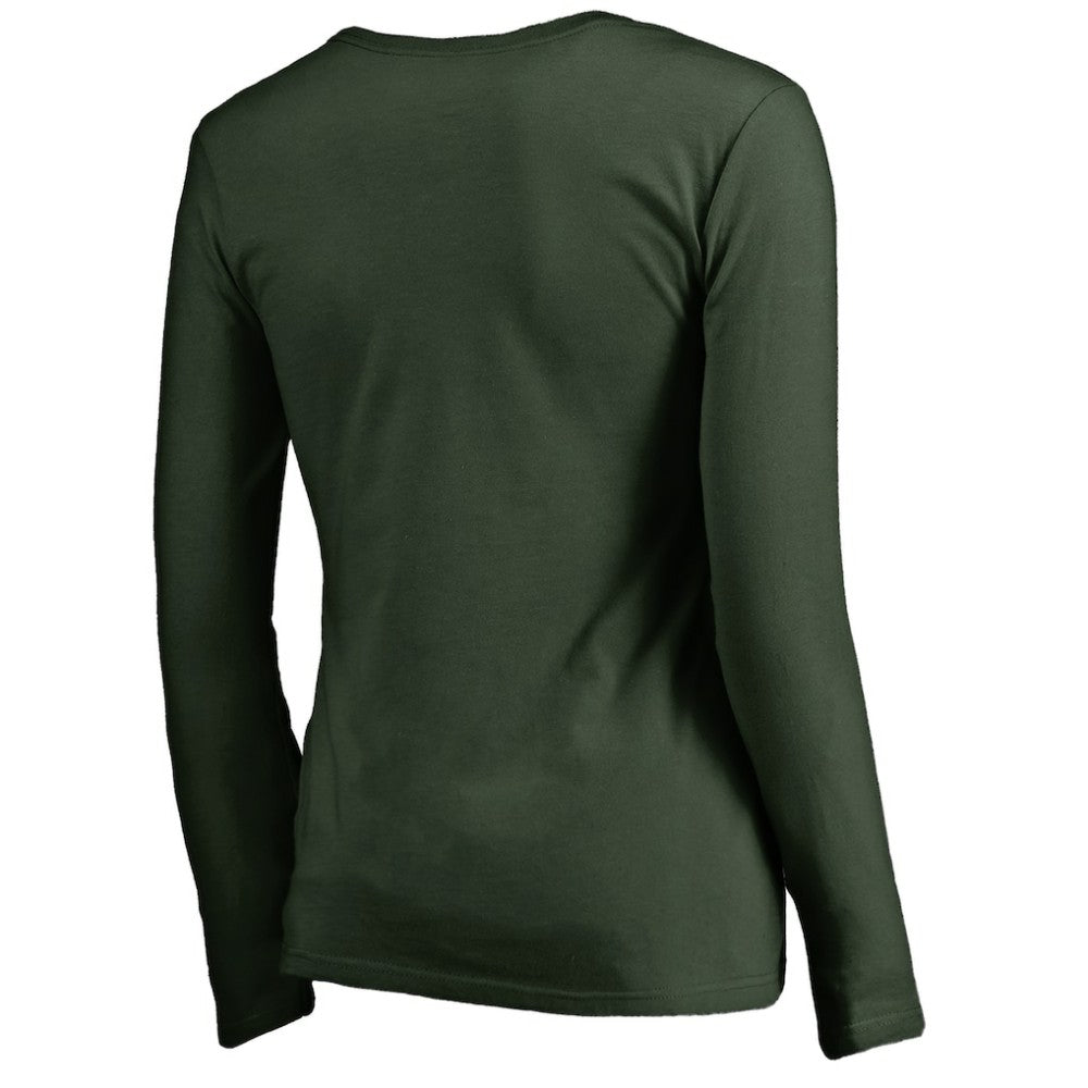 Minnesota Wild Women's Splatter Logo V-Neck Long Sleeve T-Shirt Green