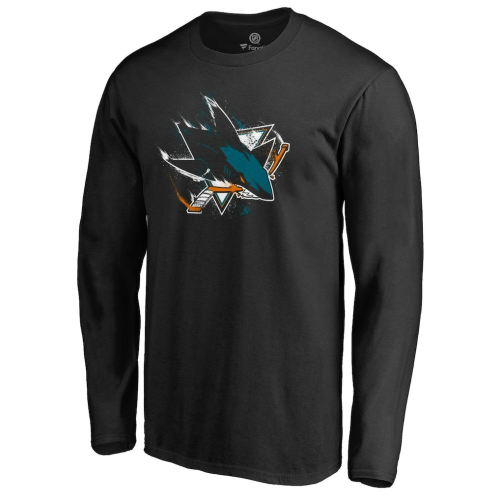 San Jose Sharks Splatter Logo Long Sleeve T-Shirt Black