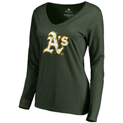 Athletics Women's Splatter Logo Long Sleeve V-Neck T-Shirt - Green