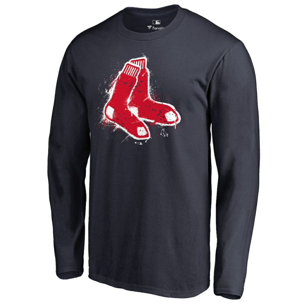 Boston Red Sox Splatter Logo Long Sleeve T-Shirt - Navy