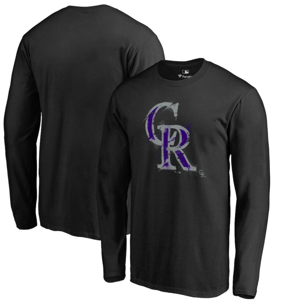 Colorado Rockies Splatter Logo Long Sleeve T-Shirt - Black