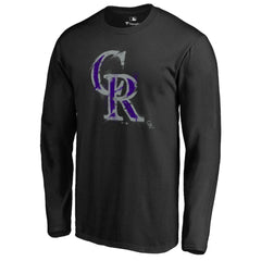 Colorado Rockies Splatter Logo Long Sleeve T-Shirt - Black