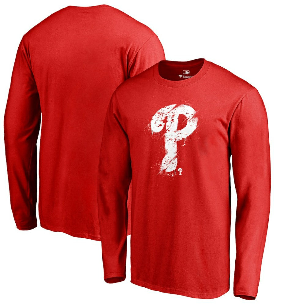 Philadelphia Phillies Splatter Logo Long Sleeve T-Shirt - Red