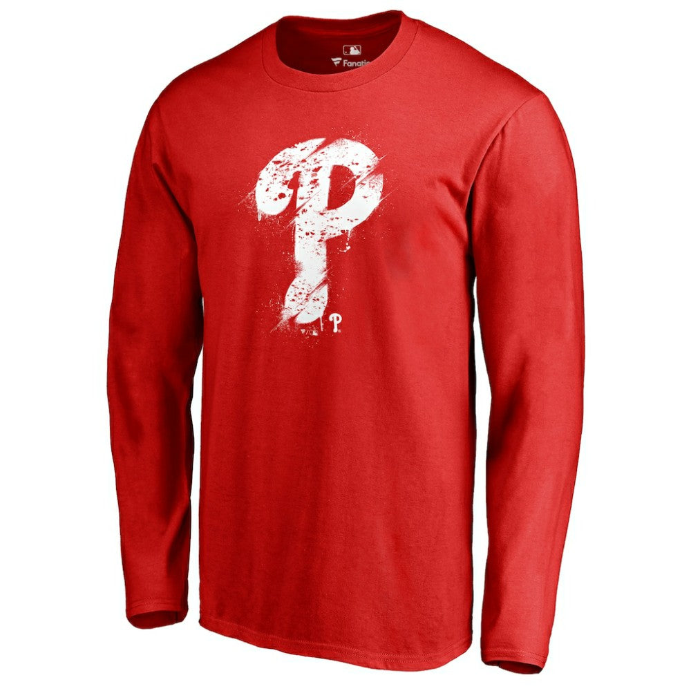 Philadelphia Phillies Splatter Logo Long Sleeve T-Shirt - Red