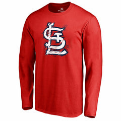 St. Louis Cardinals Splatter Logo Long Sleeve T-Shirt - Red