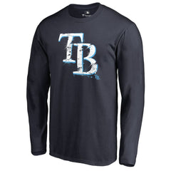 Tampa Bay Rays Splatter Logo Long Sleeve T-Shirt - Navy
