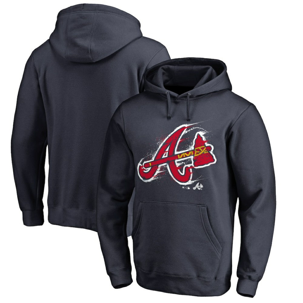Atlanta Braves Splatter Logo Pullover Hoodie - Navy