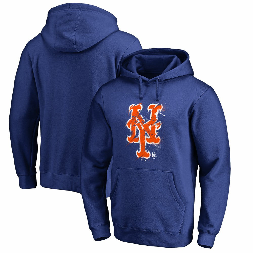 New York Mets Splatter Logo Pullover Hoodie - Royal