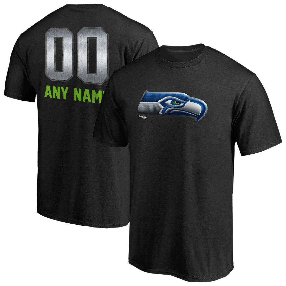 Seattle Seahawks Personalized Midnight Mascot T-Shirt - Black discount