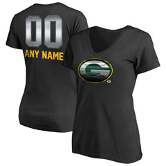 Green Bay Packers Women's Personalized Midnight Mascot T-Shirt - Black outlet