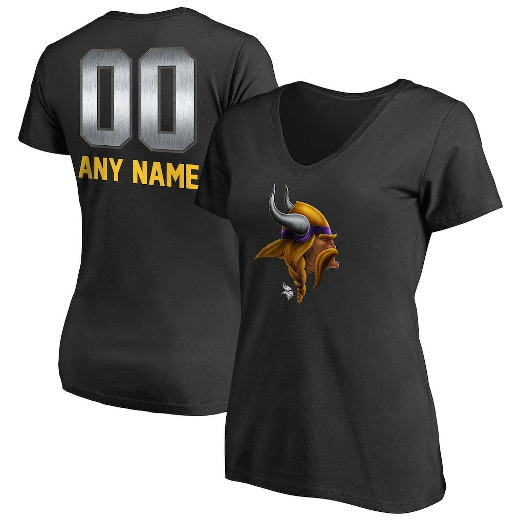 Minnesota Vikings Women's Personalized Midnight Mascot T-Shirt - Black sale