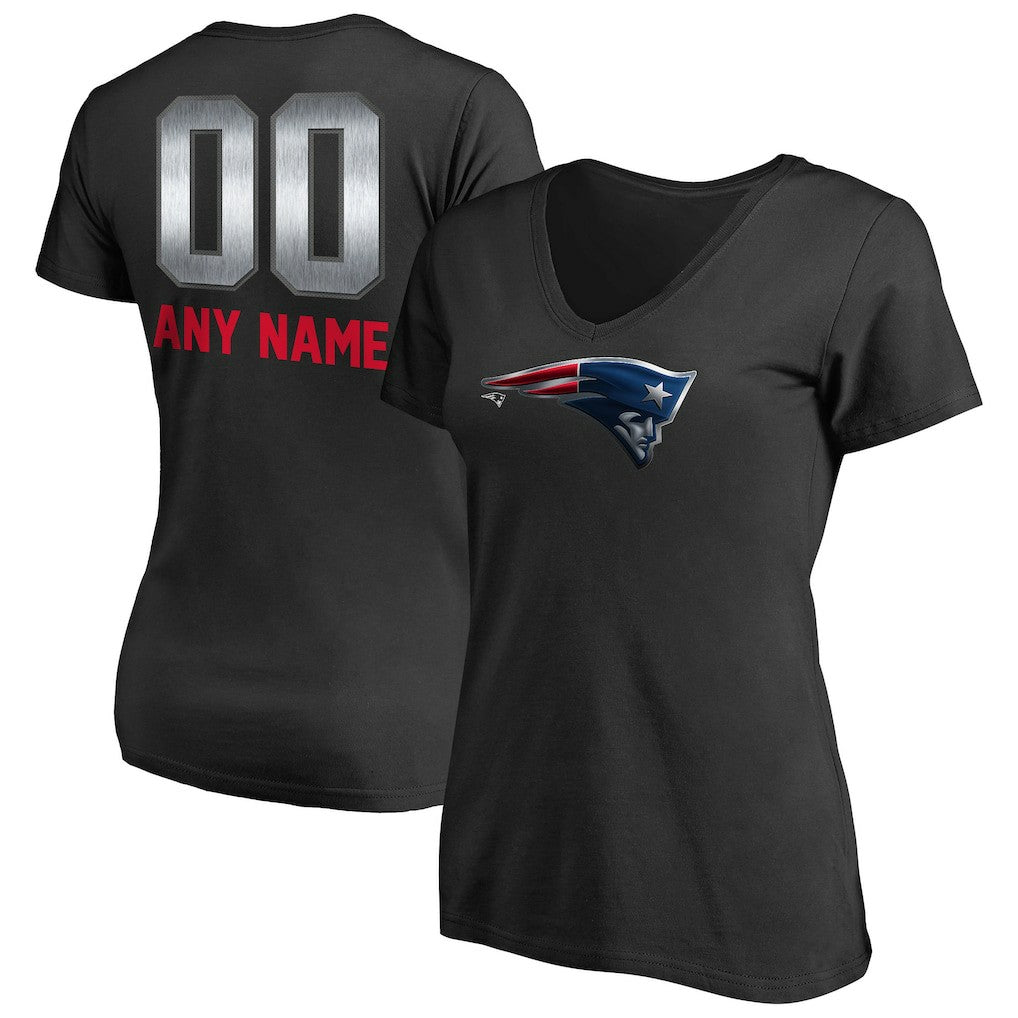New England Patriots Women's Personalized Midnight Mascot T-Shirt - Black cheap