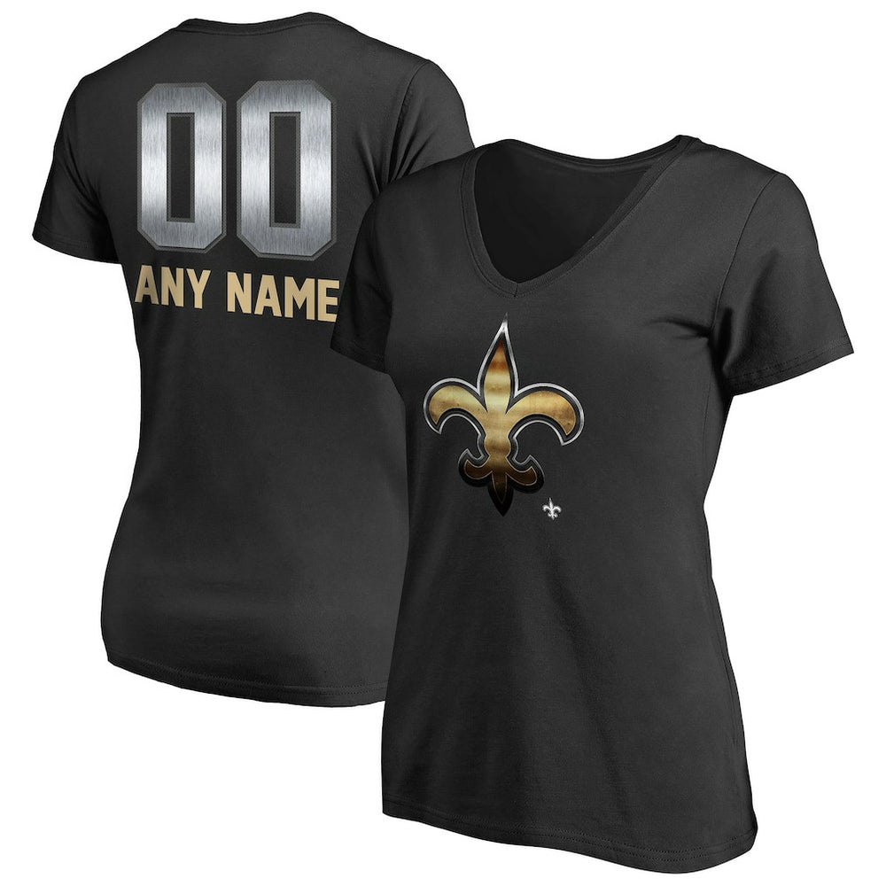 New Orleans Saints Women's Personalized Midnight Mascot T-Shirt - Black on sale