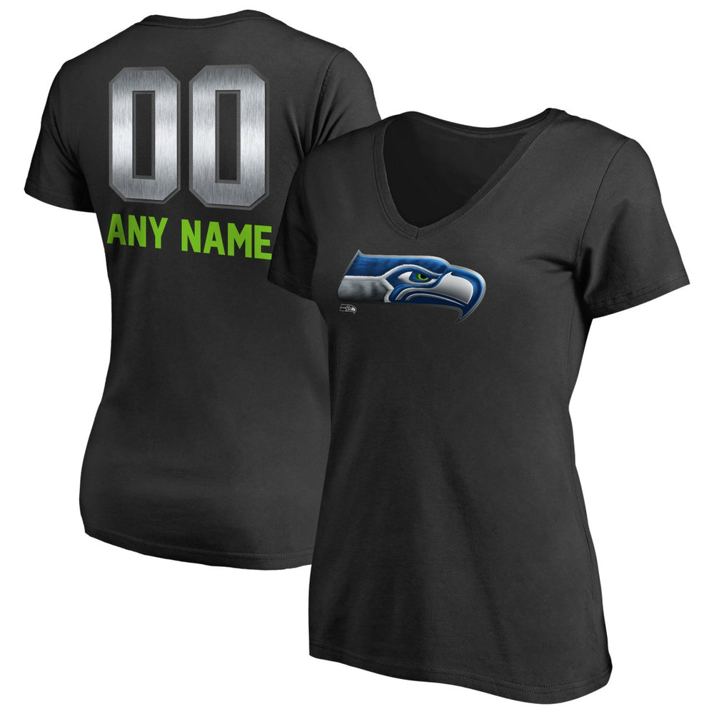 Seattle Seahawks Women's Personalized Midnight Mascot T-Shirt - Black cheap
