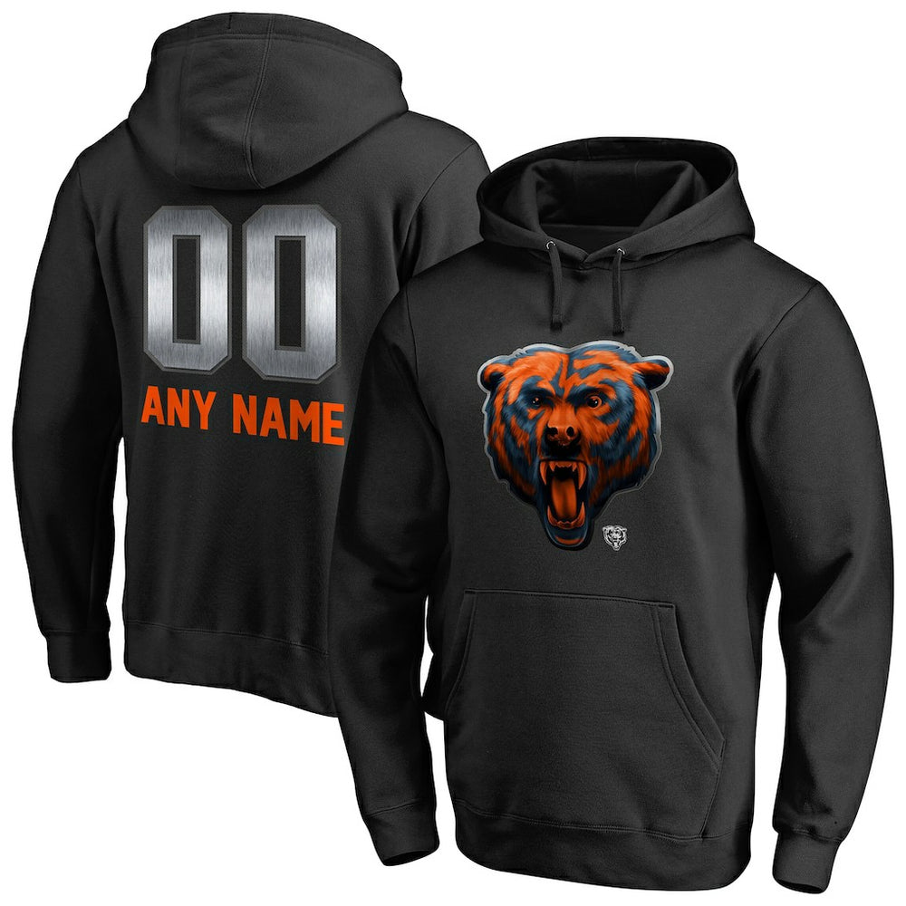 Chicago Bears Personalized Midnight Mascot Pullover Hoodie - Black discount