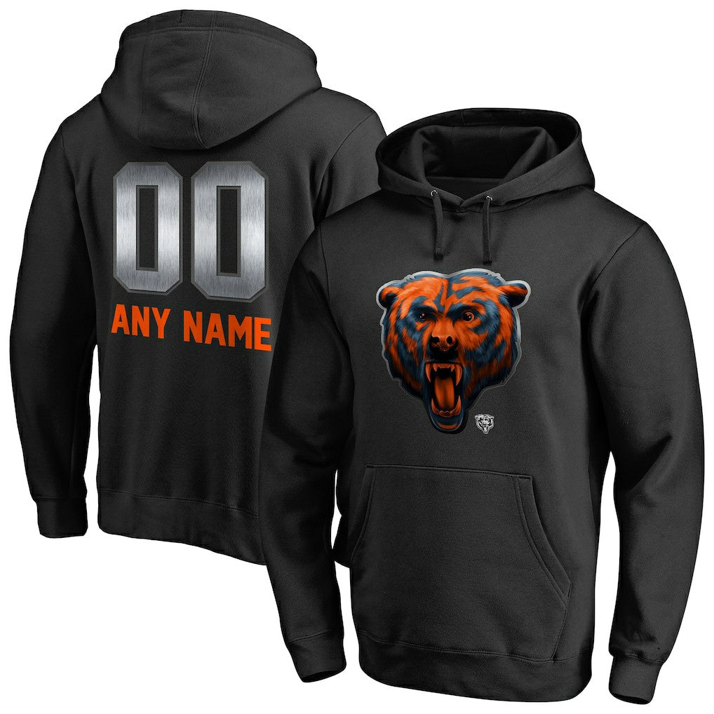 Chicago Bears Personalized Midnight Mascot Pullover Hoodie - Black discount