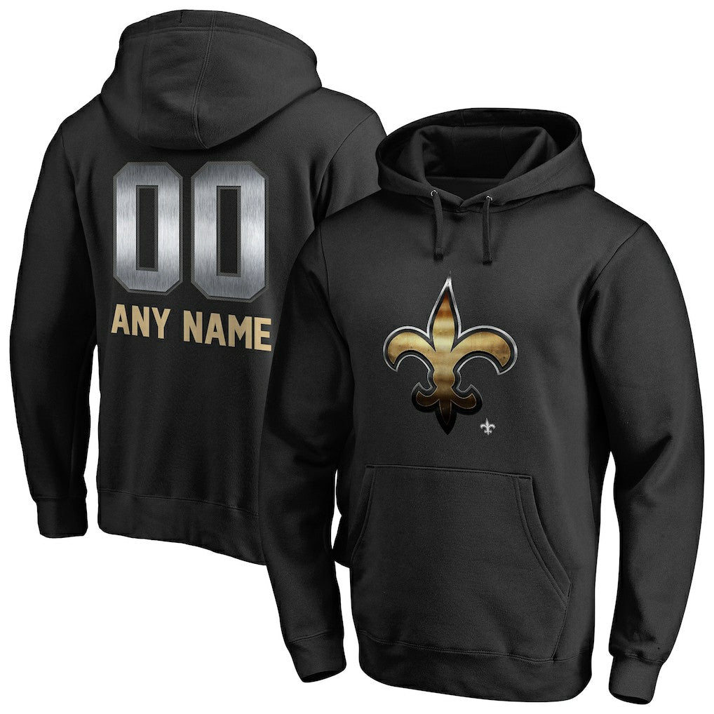 New Orleans Saints Personalized Midnight Mascot Pullover Hoodie - Black on sale
