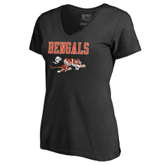 Cincinnati Bengals Women's Vintage Team Lockup V-Neck T-Shirt - Black on sale