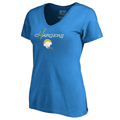 Los Angeles Chargers Women's Vintage Team Lockup V-Neck T-Shirt - Blue for sale