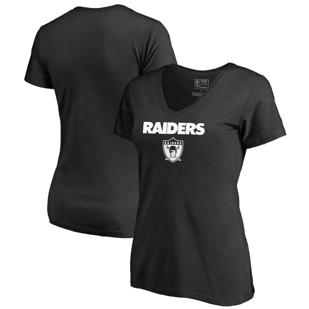 Las Vegas Raiders Women's Vintage Team Lockup V-Neck T-Shirt - Black for sale